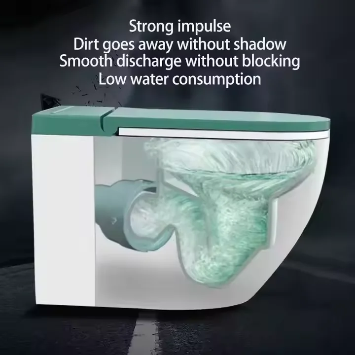 Modern Design Pulse Ceramic Toilet Small Household Water-Saving Touch Switch Super Swirl Kick Flush Toilet for Home Use