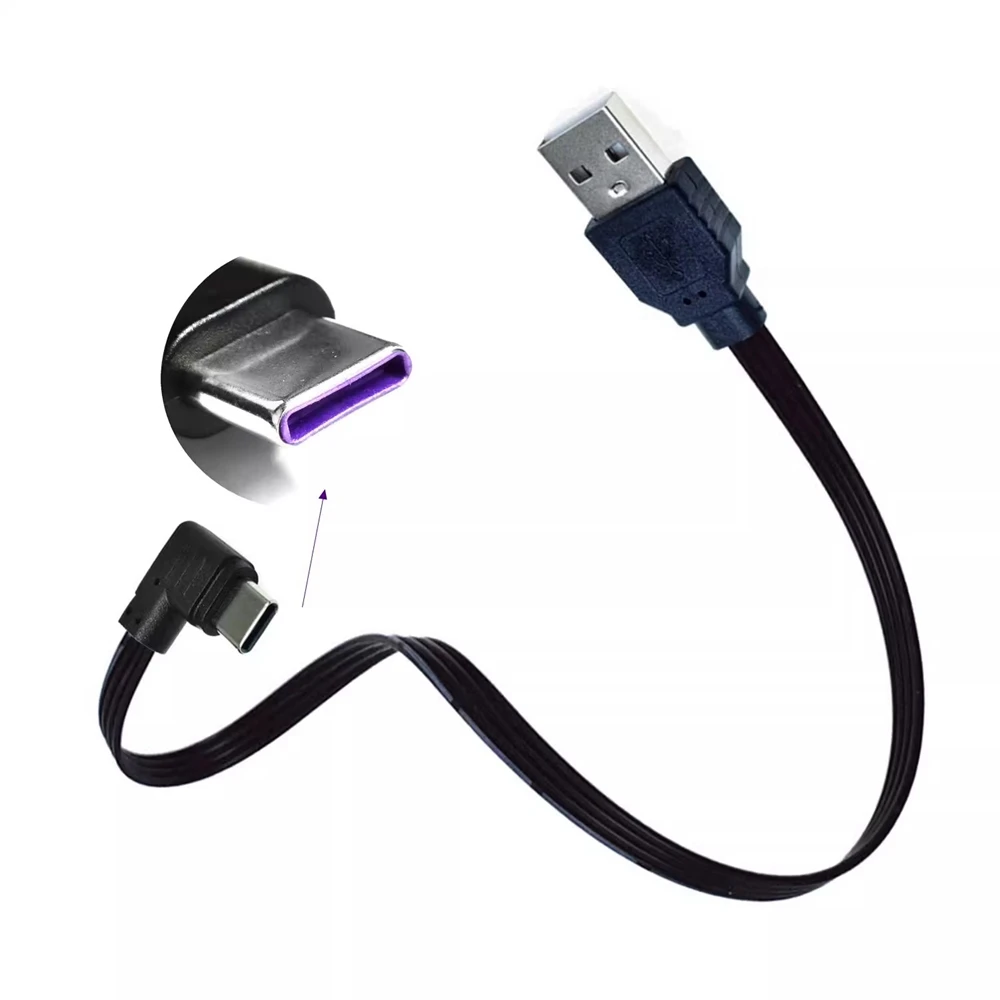 0.5M 1M elbow flat high flexibility type-c elbow supports data charging cable fast charging USB to type-c data cable USB convers