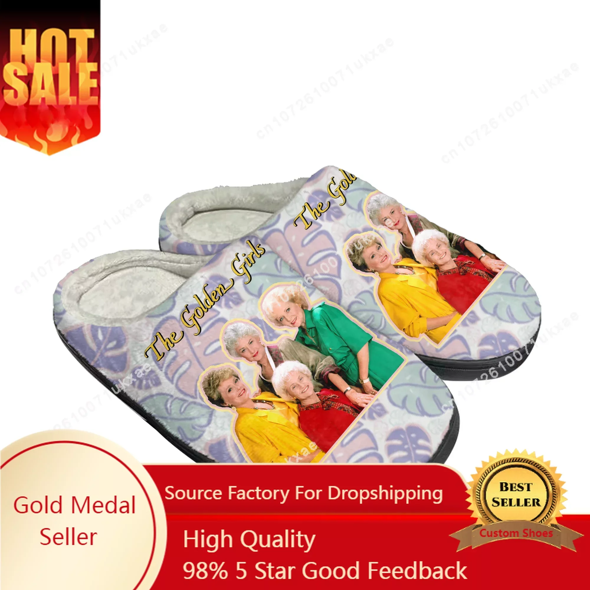 De Golden Girls Home Katoenen Slippers Heren Dames Pluche Slaapkamer Casual Warme Schoenen Thermische Indoor Slipper Aangepaste schoen