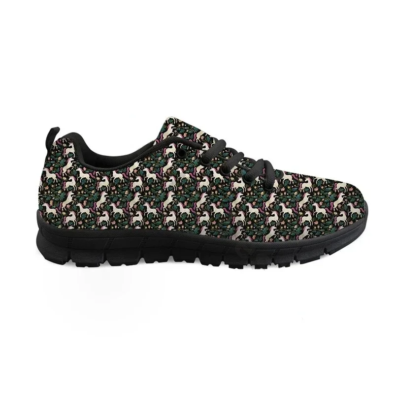 Black Sneakers Women Platform Casual Shoes Floral Horse Design Flatshoes For Custom Large Size Trainers Ayakkabi Erkek