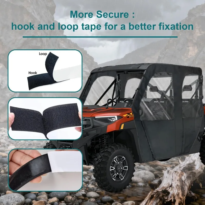 حاوية أبواب جانبية ناعمة Ranger XP 1000 4 متوافقة مع Polaris Ranger XP 1000 Crew 4 مقاعد 2019-2025 باب جانبي مع