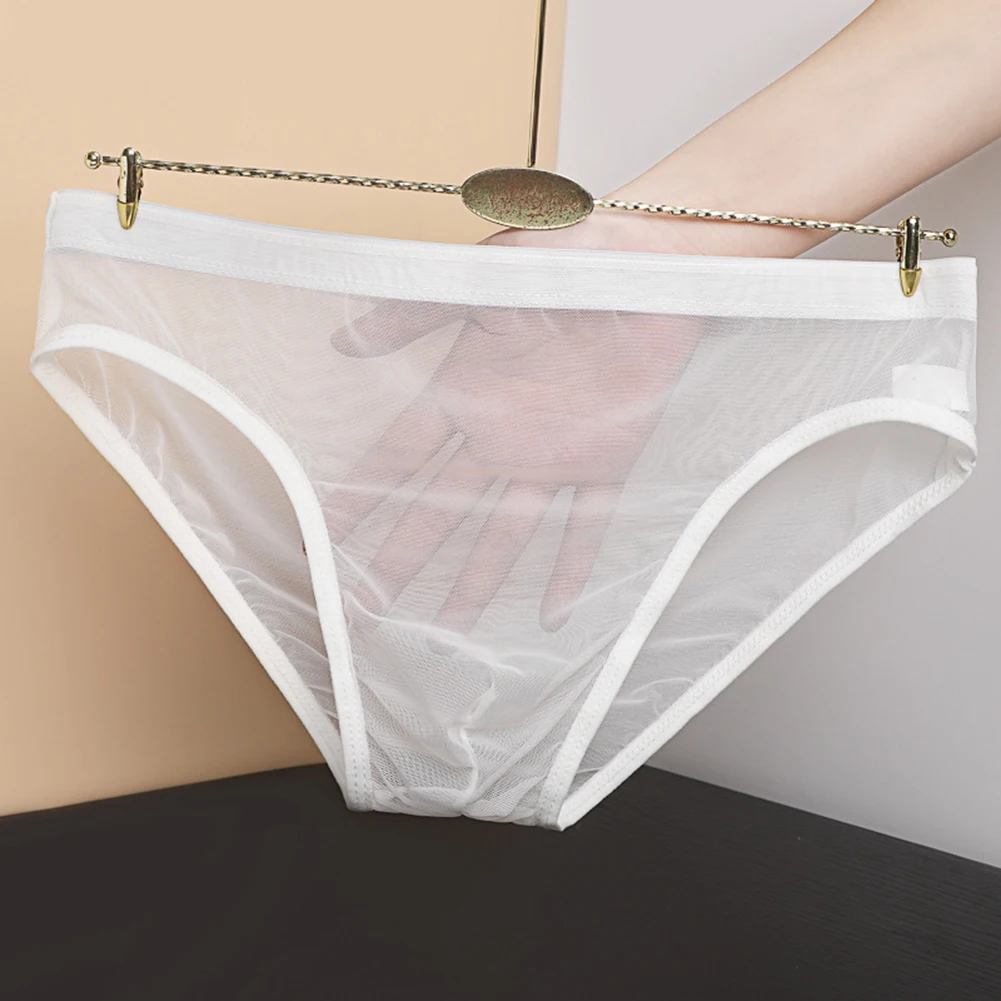 Plus Size Men Sexy Mesh Transparent Underwear For Hot Man Briefs Sheer Breathable See Through Panties Stretch Male Sexy Panties 5