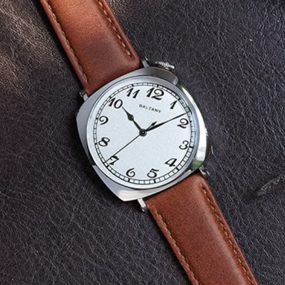 Baltany Men Automatic Watch Pilot 38mm Square Mechaical Wristwatch Waterproof Sapphire Mirror Leather Strap Miyota 9039