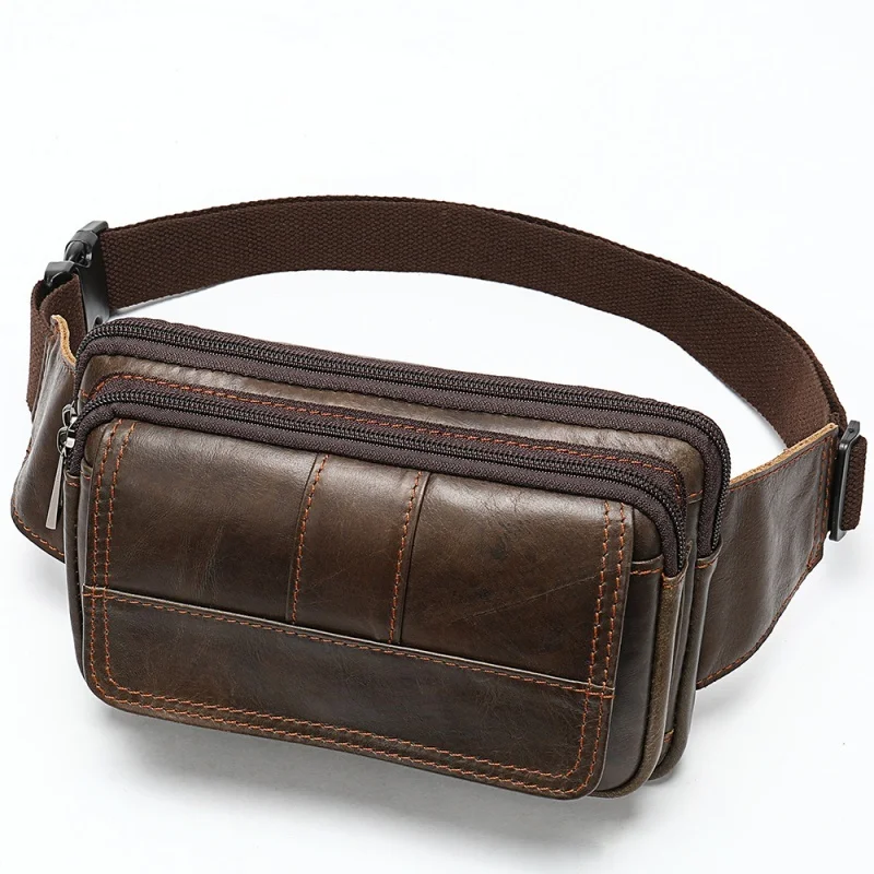 

Vintage Genuine Leather Men Waist Pack Cowhide Chest Bag Fanny Pack Business Male Shoulder Crossbody Bag Casual Waist Bag