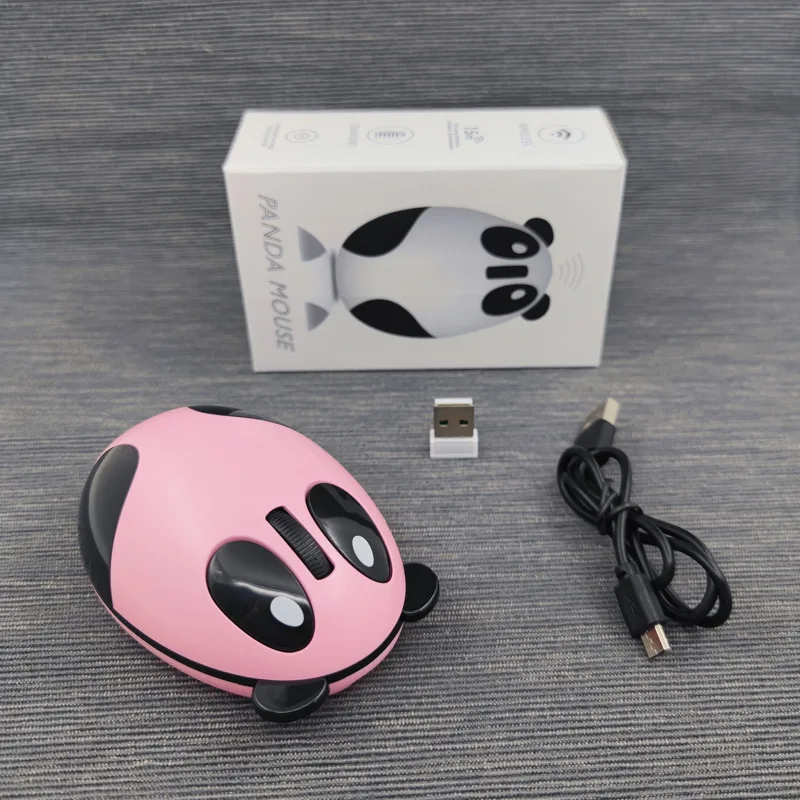 Cute Panda Cartoon 2.4g Raton inalambrico Wireless Charging Mute Mouse Gifts for Girls