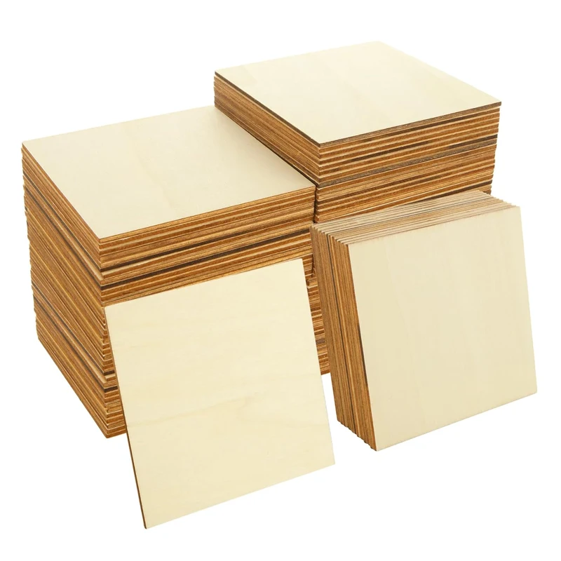 

Unfinished Wood Squares, Blank Natural Plywood Wood Square Sheets Tiles for DIY Craft Project Painting Coaster Making Home Decor