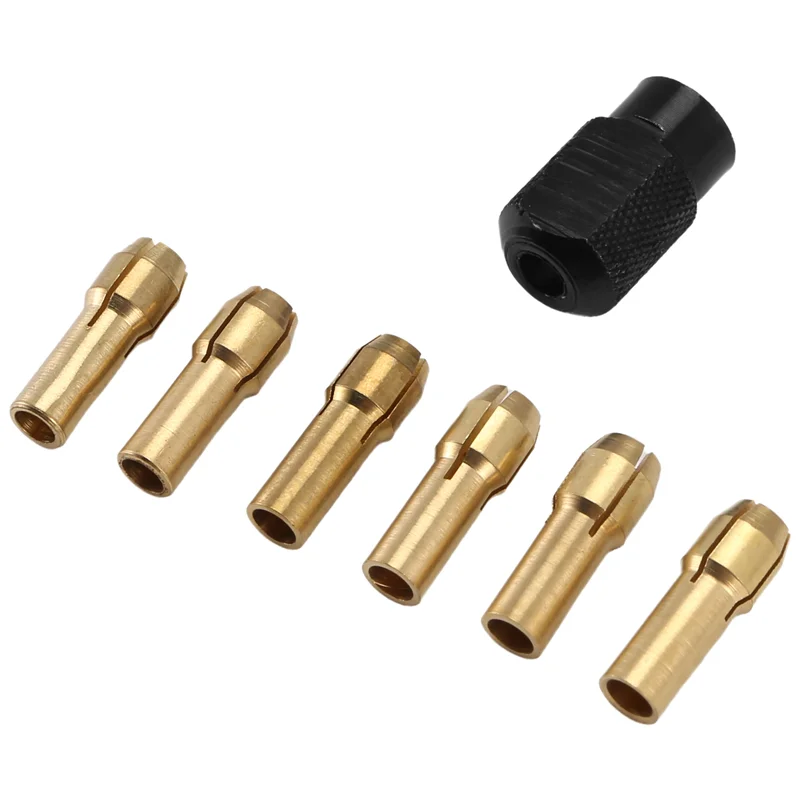 

2025 Trend7pcs For Dremel Brass Collet 1.0/1.6/2.0/2.4/3.0/3.2 +For Dremel Check M8X0.75