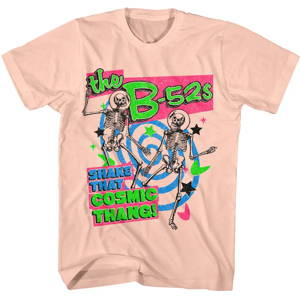 B52s Shake that Cosmic Thang Peachy Men's T Shirt Astronaut Skeletons Band 70s R