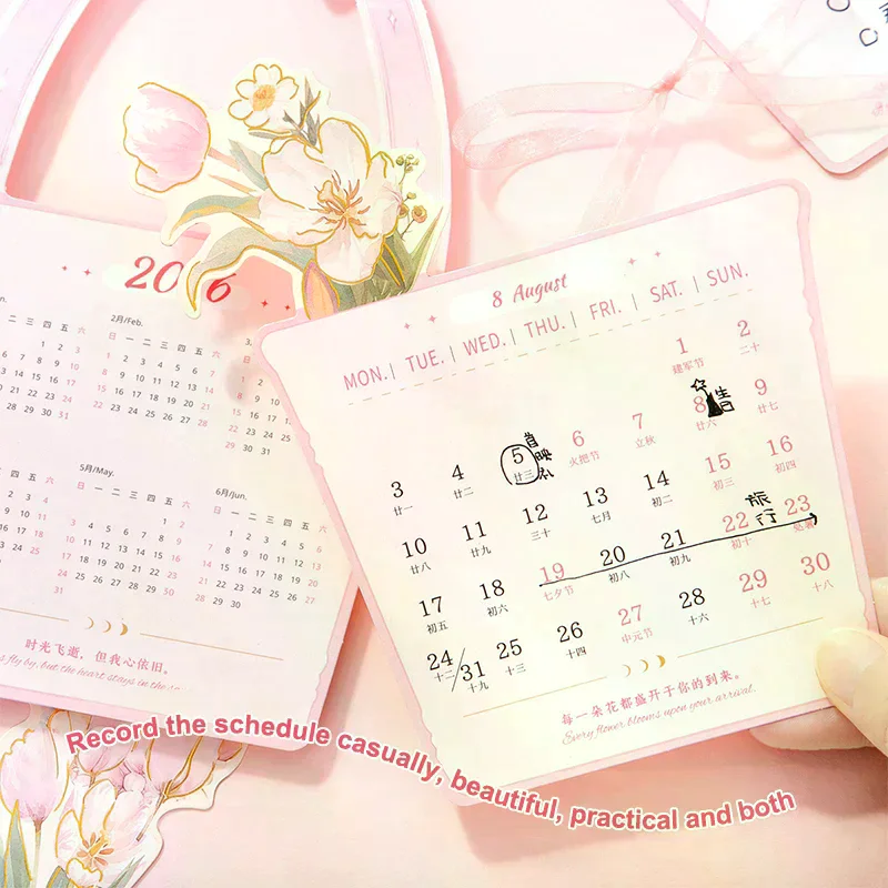 

Деревянный настольный календарь с 3D цветами на 2026 год с заметками, списком дел, настольным расписанием, ежемесячный календарь для товаров для домашнего офиса