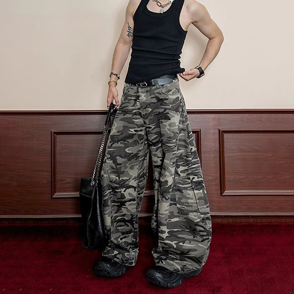 American Street Fashion Retro Trousers For Boys 2025 Spring And Autumn New Loose Casual Multi-Pocket Workwear Wide-Leg Pant Men