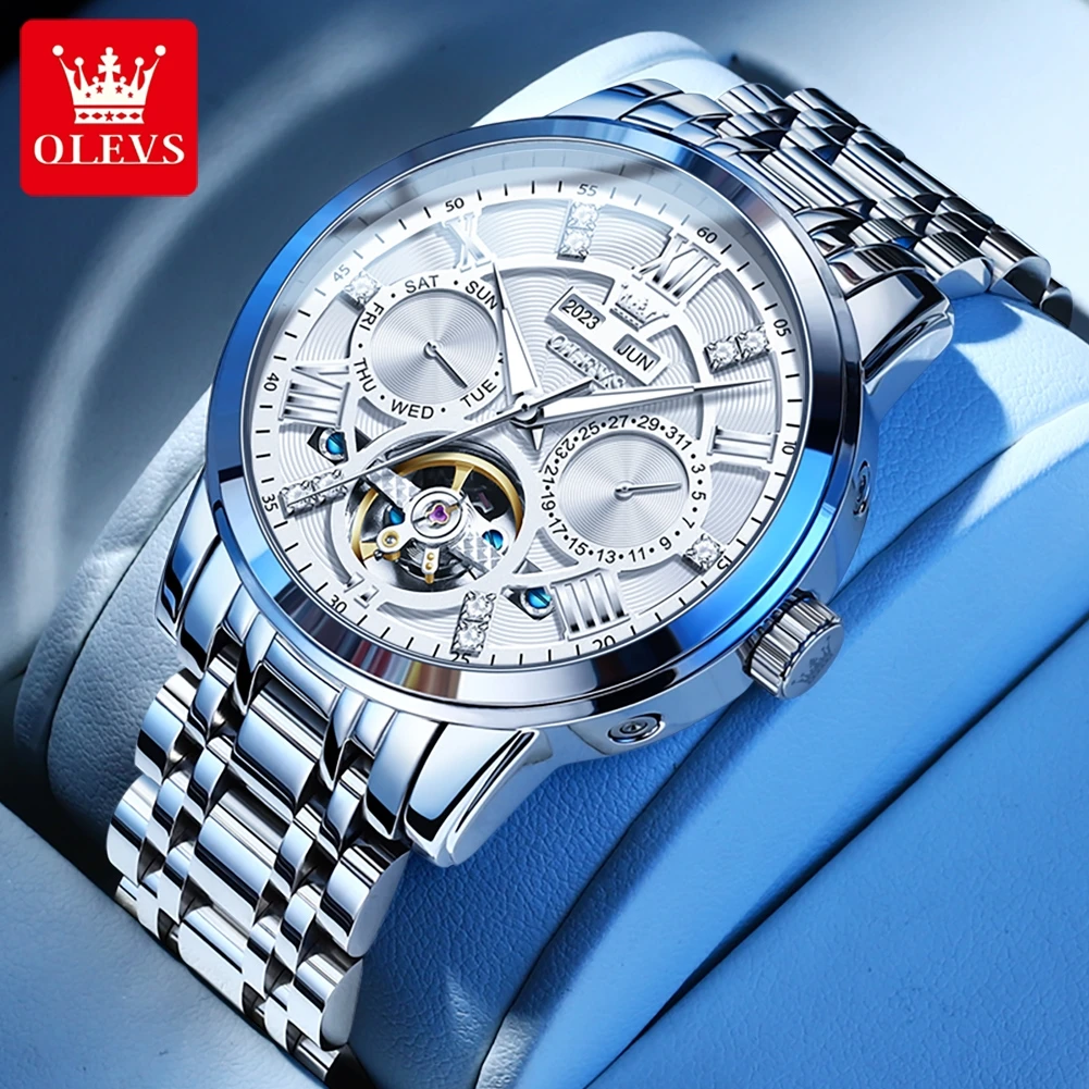 

OLEVS 6701 Man Watch Fashion Stainless Steel Hollow Flywheel Automatic Mechanical Watch for Men Top Brand Original Men's Watches