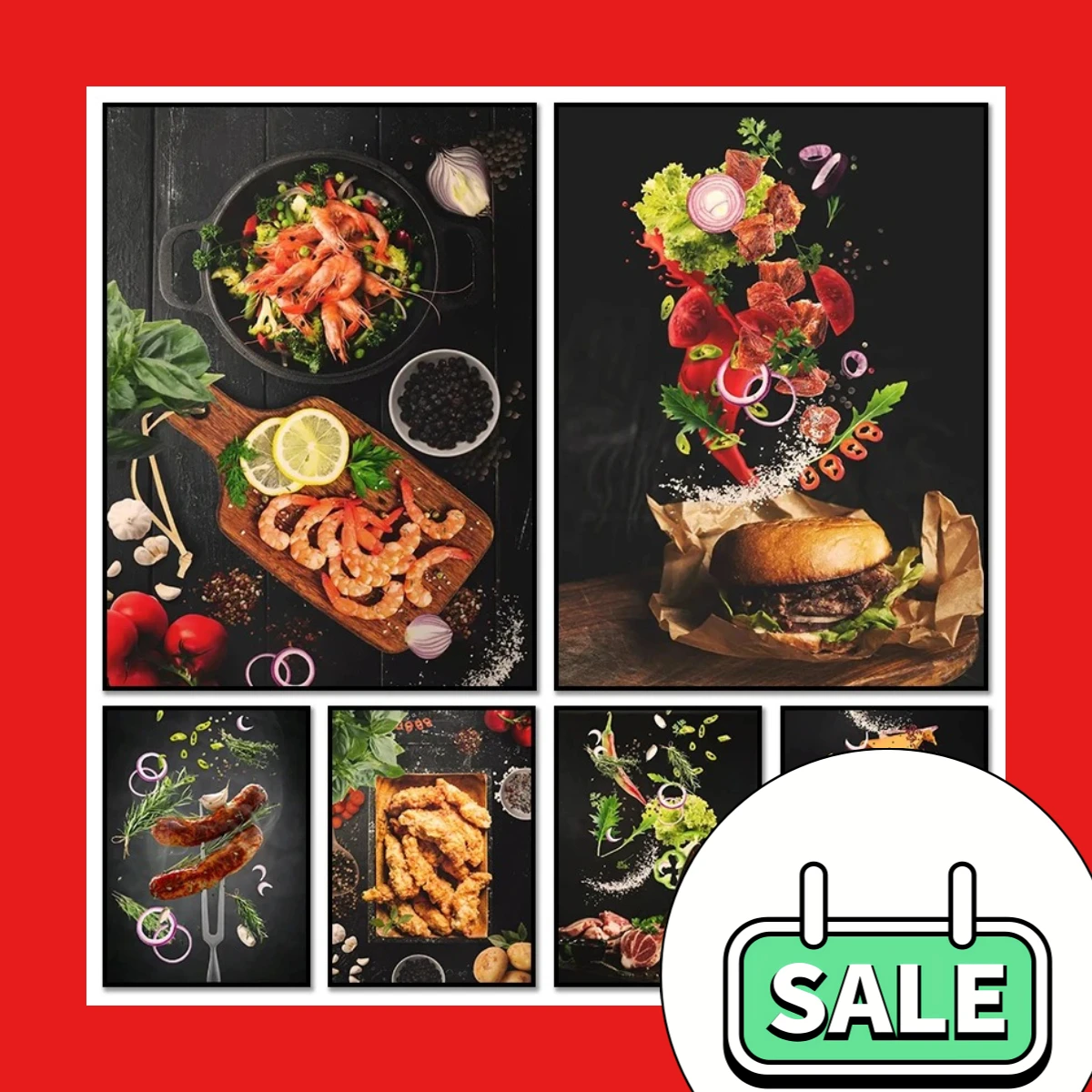Kitchen Poster Fast Food Hamburg Fried Chicken Pasta Canvas Painting And Prints HD Picture Modern American Restaurant Home De
