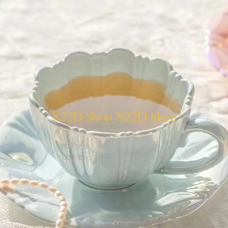 

X22D Уникальная посуда для напитков с лепестками керамическая кофейная чашка подходит для домашних офисных кофеен