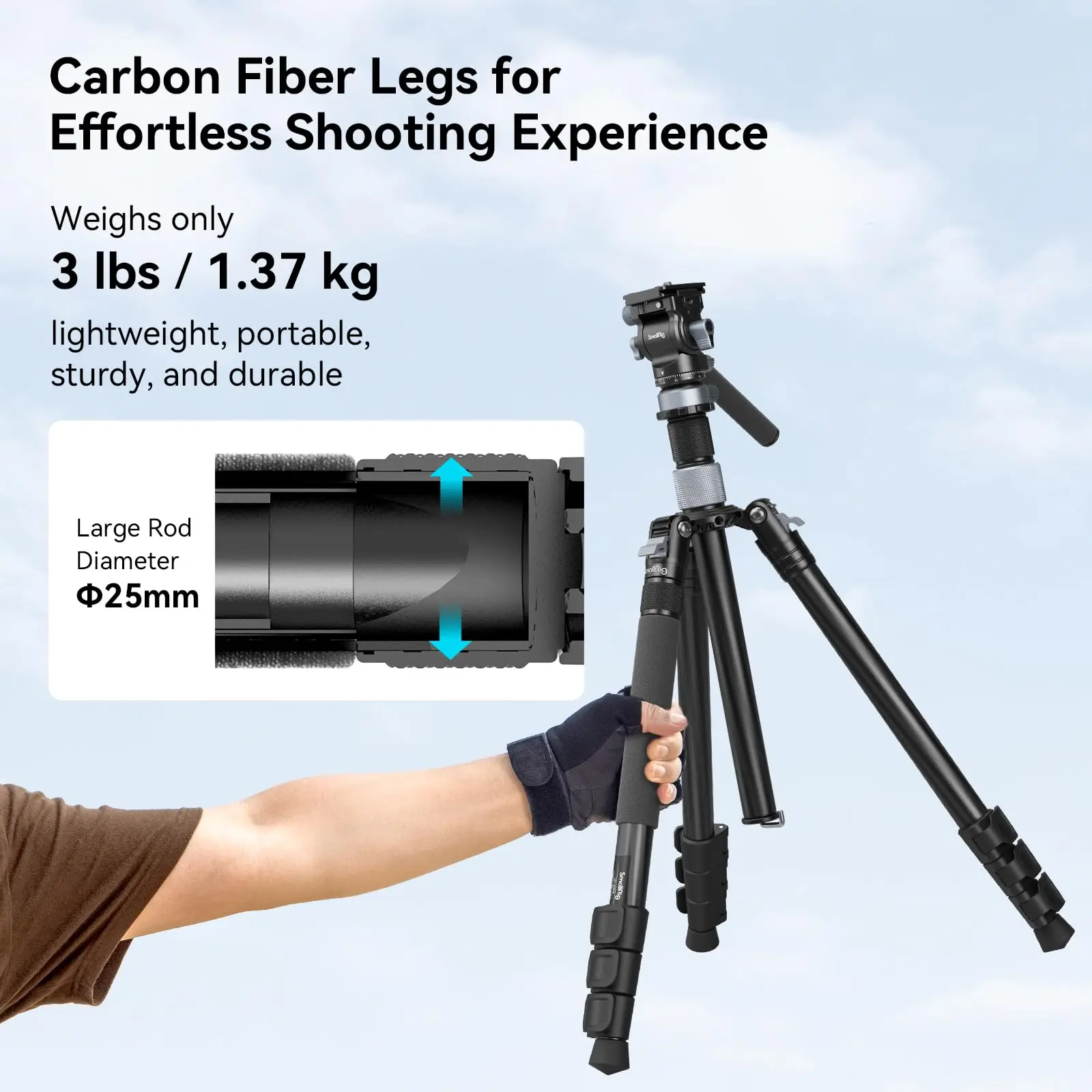 SmallRig Travel Video Tripod Kit Lightweight Tripods with 360° Video Head for Arca-Swiss Quick Release Plate Load up to 4kg 4221