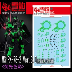 Model Decals Water Slide Decals Tool For 1/100 MG RX-78-2 3.0 (Recirculation Color) Fluorescent Sticker Models Toys Accessories