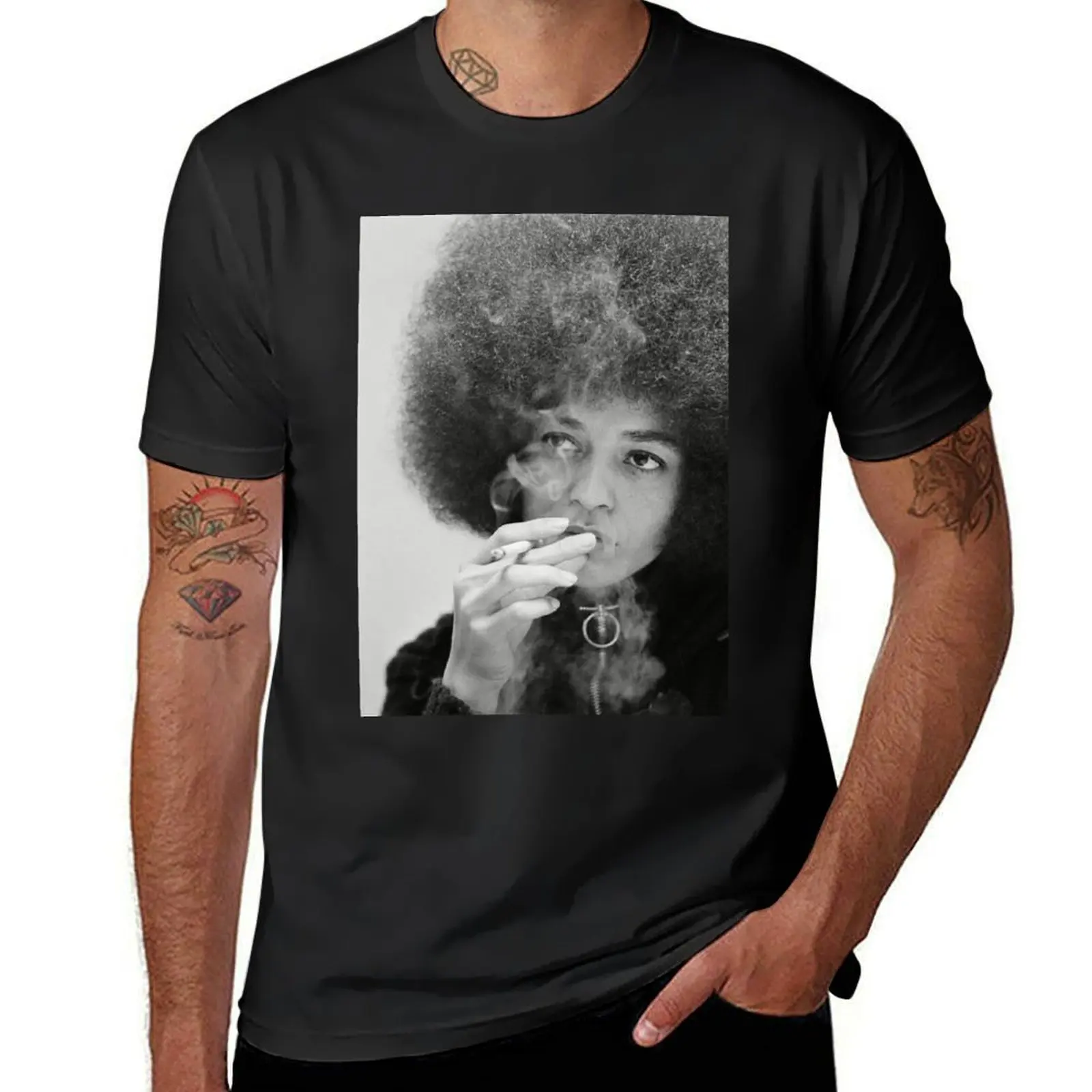 Camiseta con estampado de Angela Davis para hombre, prenda de vestir, de secado rápido, talla grande, nueva edición