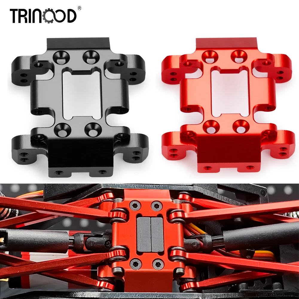 TRINOOD Black/Red Metal Chassis Skid Plate Transmission Mount for 1/18 Redcat Ascent RC Crawler Car Upgrade Parts