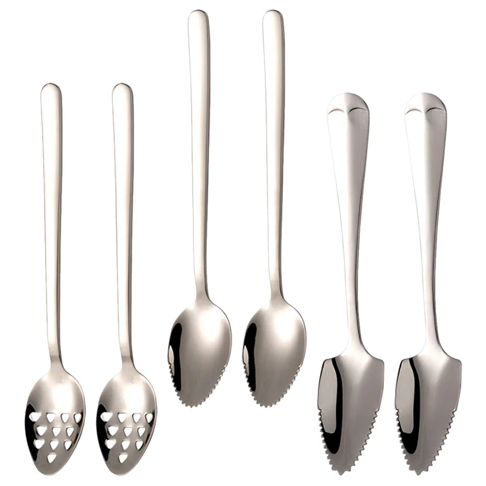 

6 Pcs Stainless Steel Baby Fruit Scraping Spoon Set 304 410 Lightweight Easy Use Puree Spoons Kitchen Supply Infant