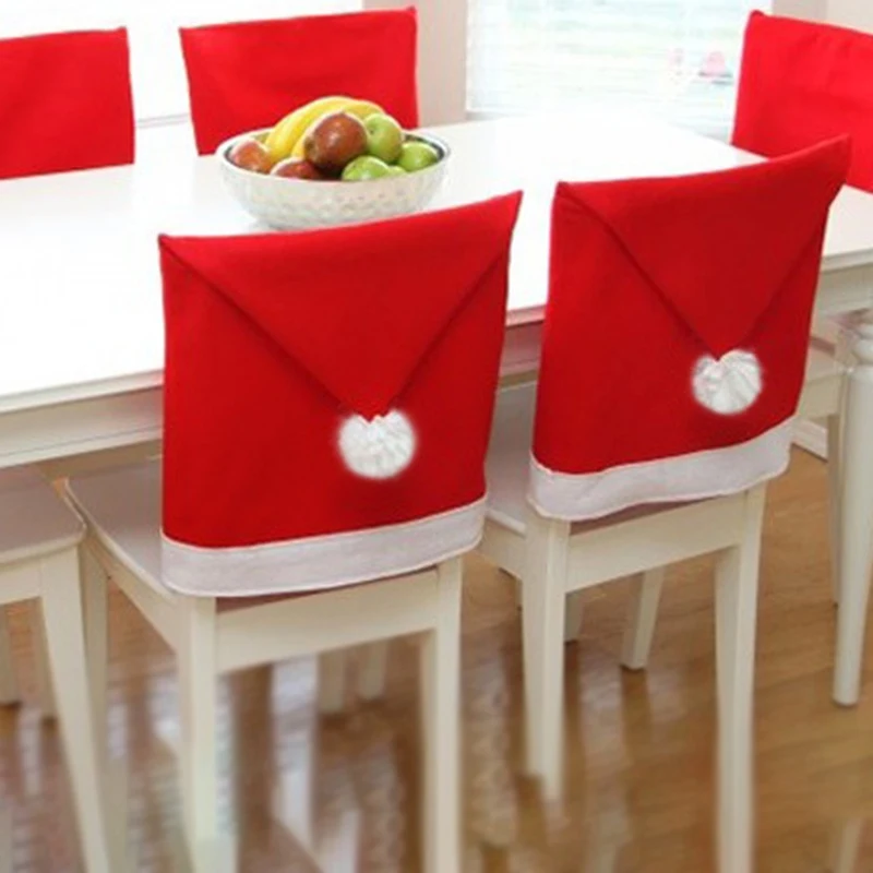 1/10 PCS Christmas Chair Cover Christmas Decorations for Home Red Santa Claus Hat Decoration New Year 2024 Xmas Gift