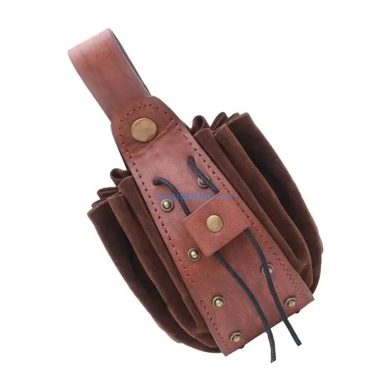 N7YF Draw String mittelalterlicher Cosplay -Münzbeutel, mittelalterliche Leder -Seitenbeutel für Themenpartys