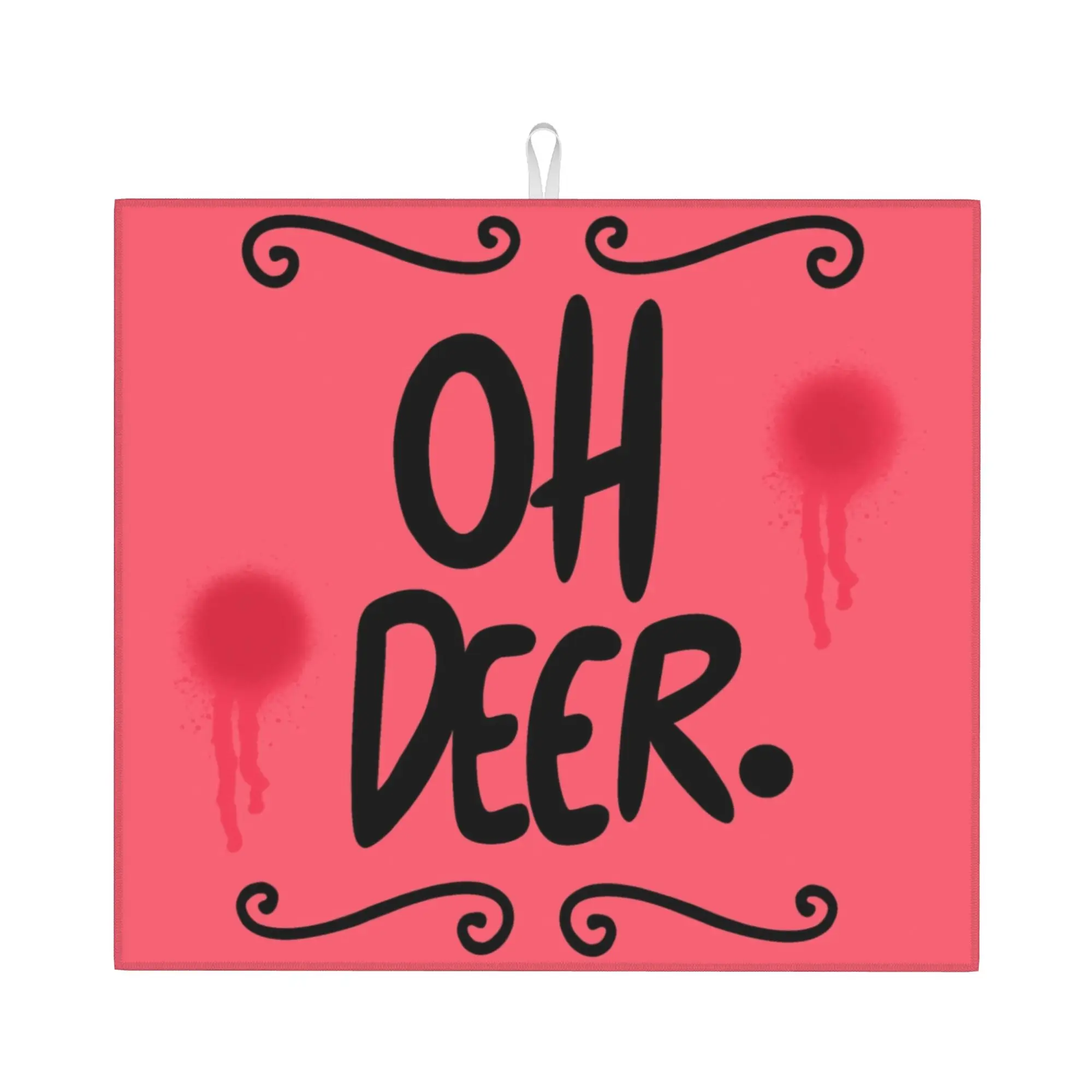 Drying Mat For Kitchen Hazbins Animation Hotel Alastor Oh Deer Barware Tableware Oil Proof Washable Kitchen Sink Drying Pad