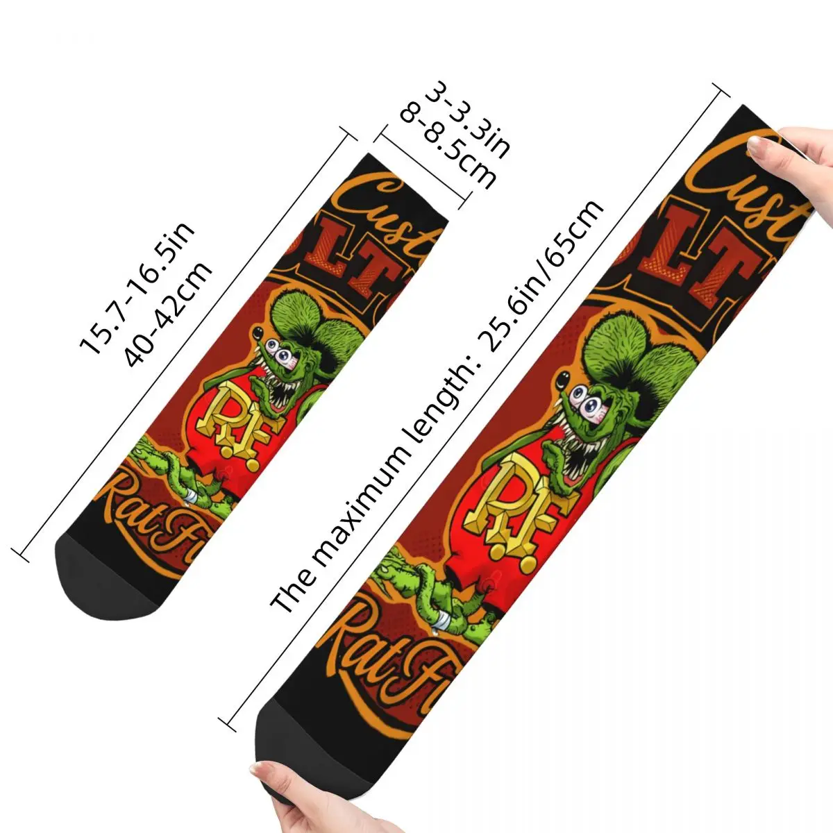 Happy Men\'s Socks Custom Culture Vintage Tales of the Rat Fink Cartoon Film Harajuku Seamless Crew Sock Gift Pattern Printed