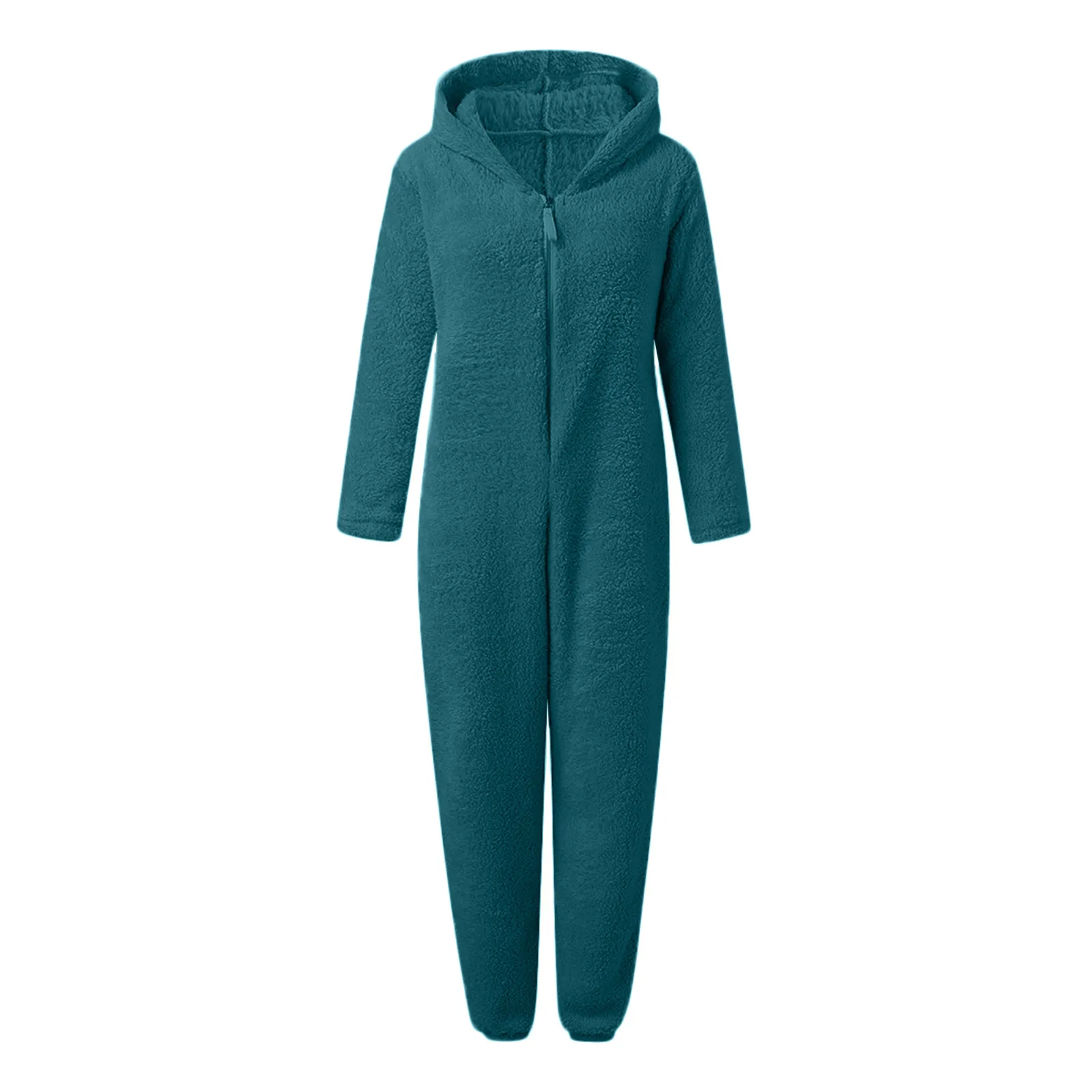 Pyjama en peluche à capuche avec fermeture éclair pour femme, grenouillères, vêtements de nuit, combinaison, oreille de chat, sourire chaud, document solide, mignon, grande taille, hiver, 2024