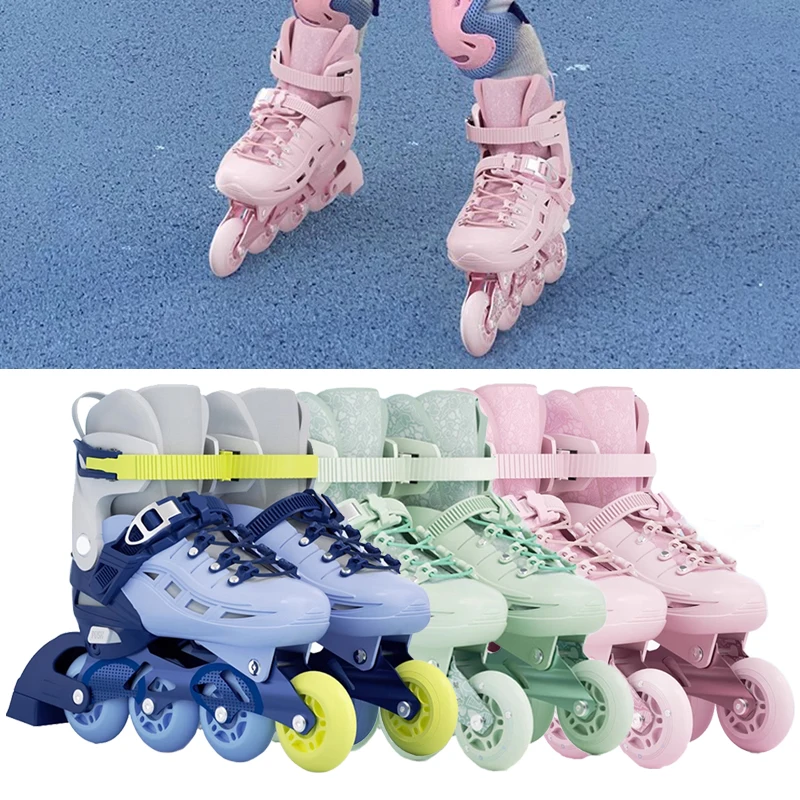 Flash Inline Roller Skates For Women Men Outdoor Skating Sneakers With Wheels Kids Boys Girls Adjustable Size 26-41 Skate Shoes