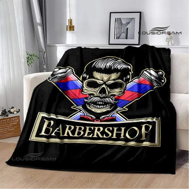 Barbershop retro print blanket children\'s warm flange blanket home travel blanket bed linings Picnic blanket birthday gift