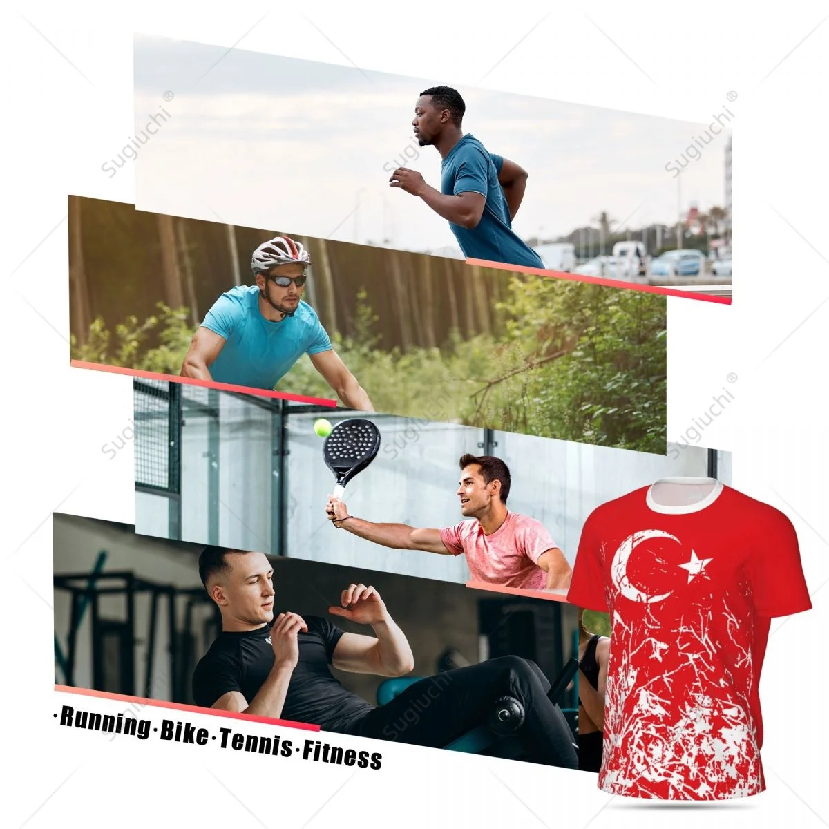 Exclusive design Turkey Flag Grain 3D Printed Men For Running Bike Soccer Tennis Fitness Sports tshirt Mesh Fans Short T-shirt