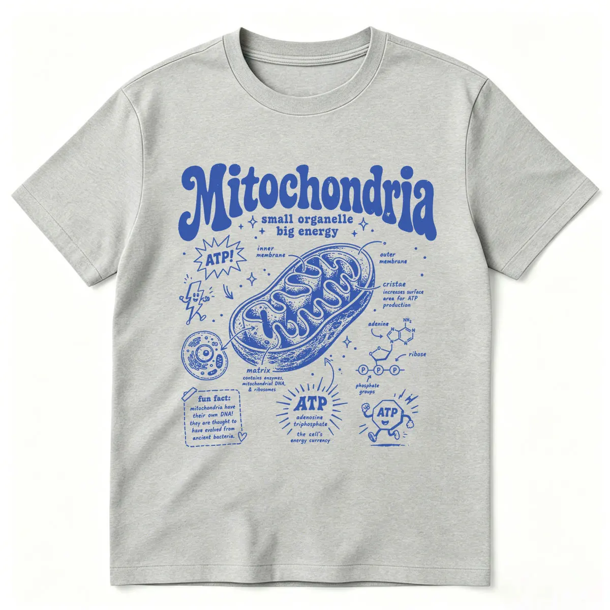 Mitochondrien Kleines Organelle-Großenergie-T-Shirt ATP Wissenschafts-T-Shirt Zellbiologie-Shirt Geschenk für Biologieliebhaber T-Shirts für Männer und Frauen – Detail 3
