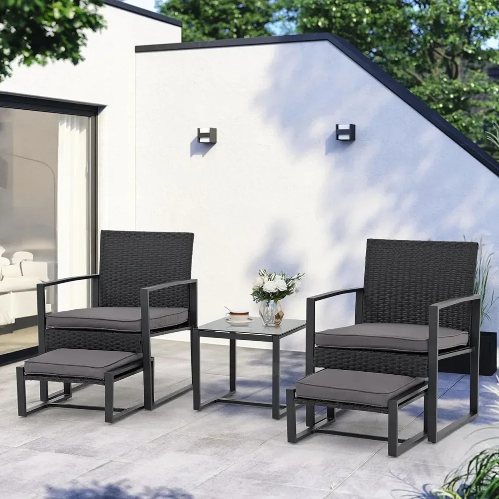 

For Bistro Set 5 Pieces Patio, Wicker Outdoor Patio Furniture Set, Modern Rattan Patio 23.7 X 22.7 X 30.2 Inches Chairs Ottoman