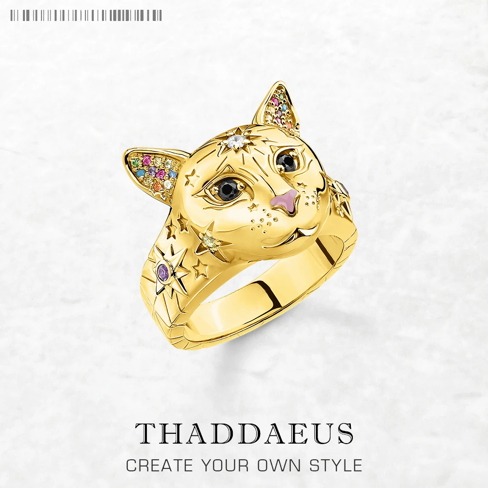 

Gold Plated Ring Cat Spring Brand New Fine Jewerly Bohemia Gift For Women In 925 Sterling Silver