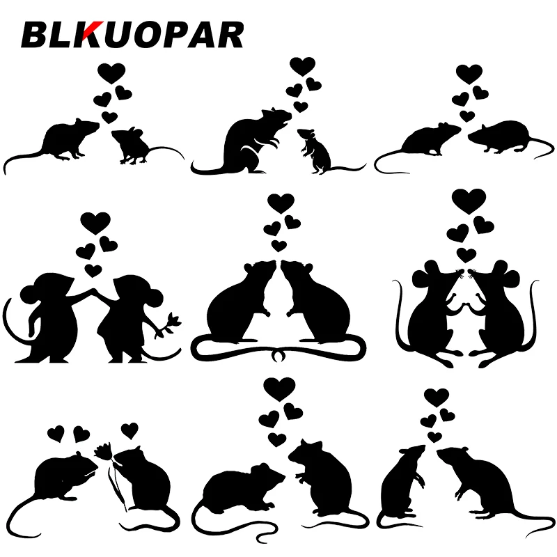 

BLKUOPAR Rats Love Hearts Silhouette Car Stickers Die Cut Anime Vinyl Decals Waterproof Simple Car Accessories Motorcycle Decor