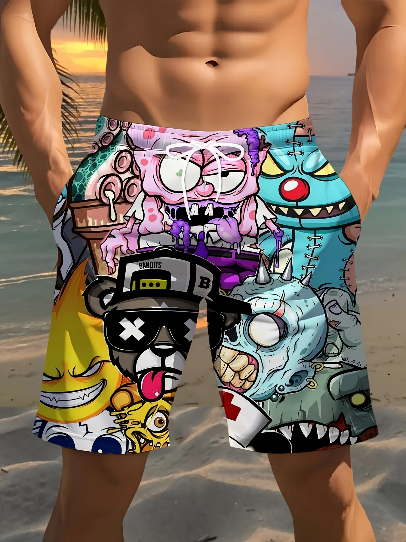 2026 Summer Men's Short Pants with 3D Print Breathable Lightweight Comfortable for Roller Skating and Hip Hop Men's Pants