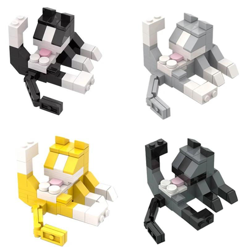 ~~Animal Series MOC Bricks Cat Figires DIY Building Blocks Kids Education Toys For Children Birthday Gift··