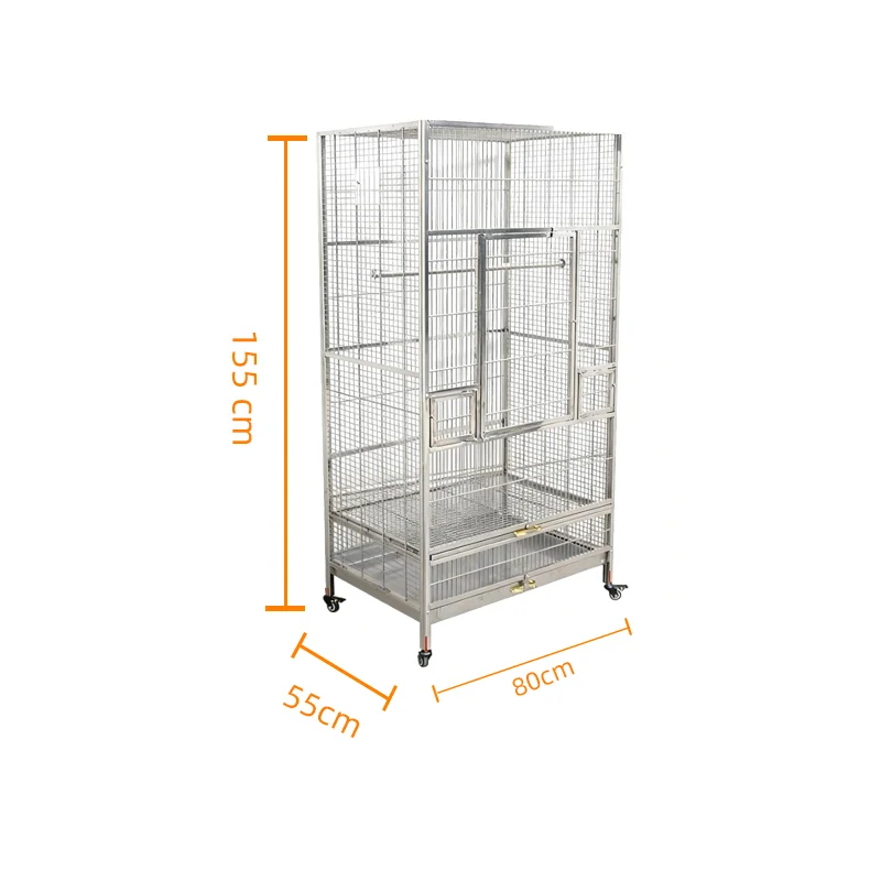 2026 Modern 304 Stainless Steel Bird Cage With Breathable Design Durable Metal Tray Easy Assembly & Pet Carrier For Birds
