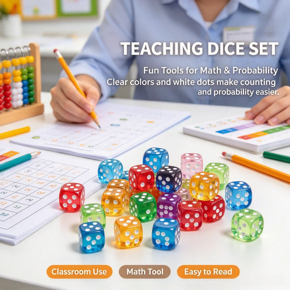 100pcs Colorful Translucent Outdoor Dice Set | Easy-to-Spot Game Dice for Beach & Picnic — Summer Camping Party Accessories & Yard Games