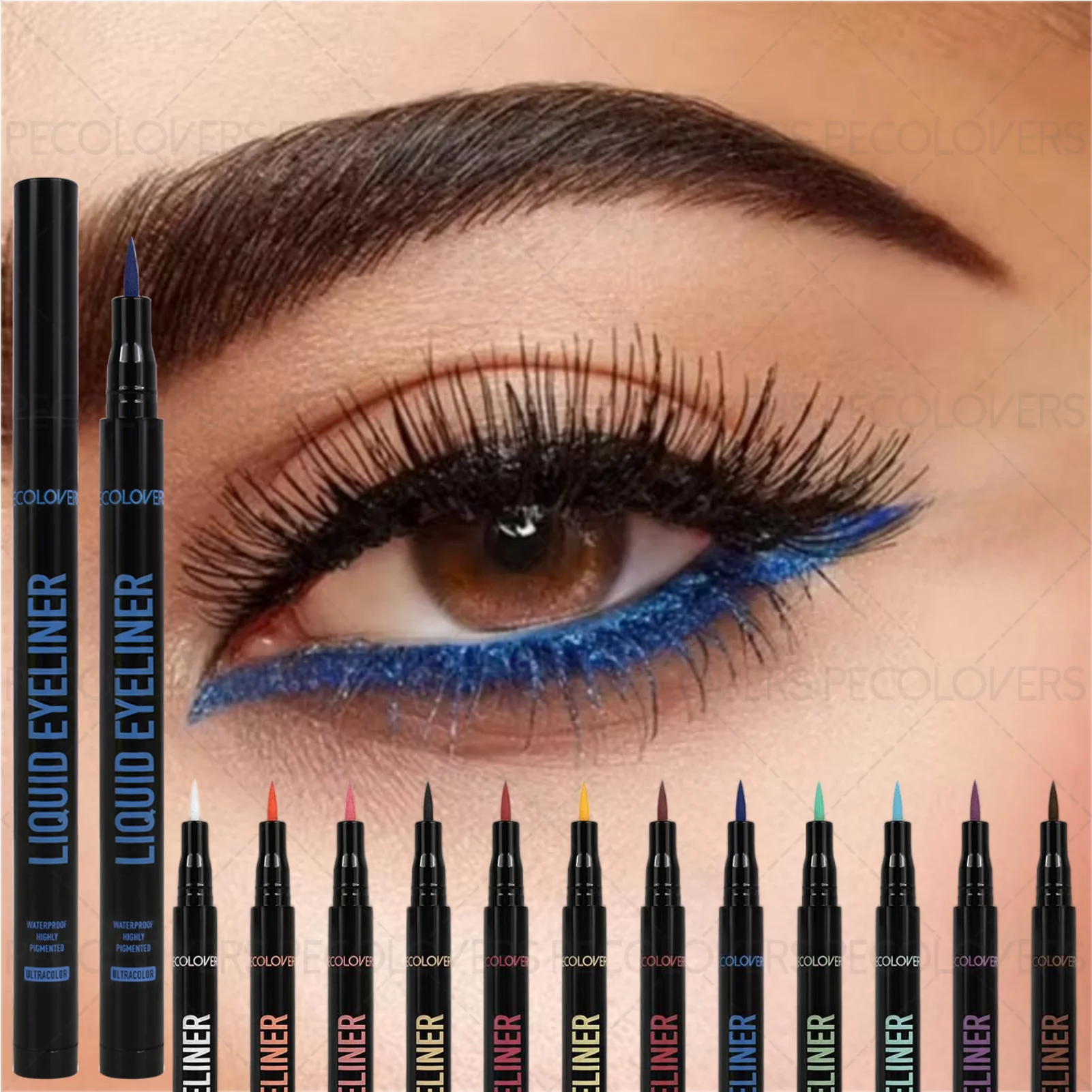 Delineador de ojos líquido resistente al agua de color rico, aplicación suave, duradero, perfecto para un encantador aspecto navideño, 1 ud.