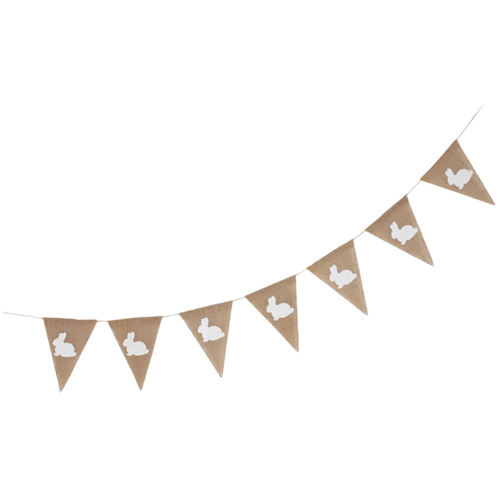 

Easter Banner Burlap Rabbit Flags Decorative Paper Bunting Party Hanging Festive Easter Decor Centerpieces Garland
