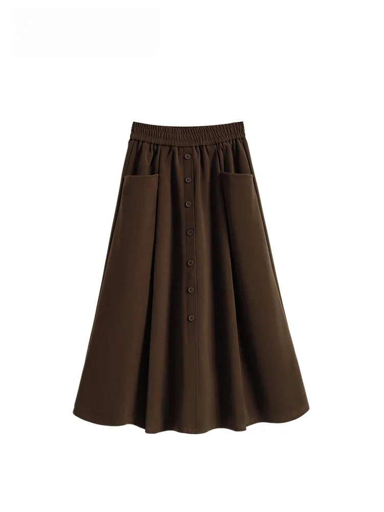 

Юбка миди А-силуэта с высокой талией, больших размеров, женская, свободного кроя, стройнящая, омолаживающая, весенняя мода для полных женщин