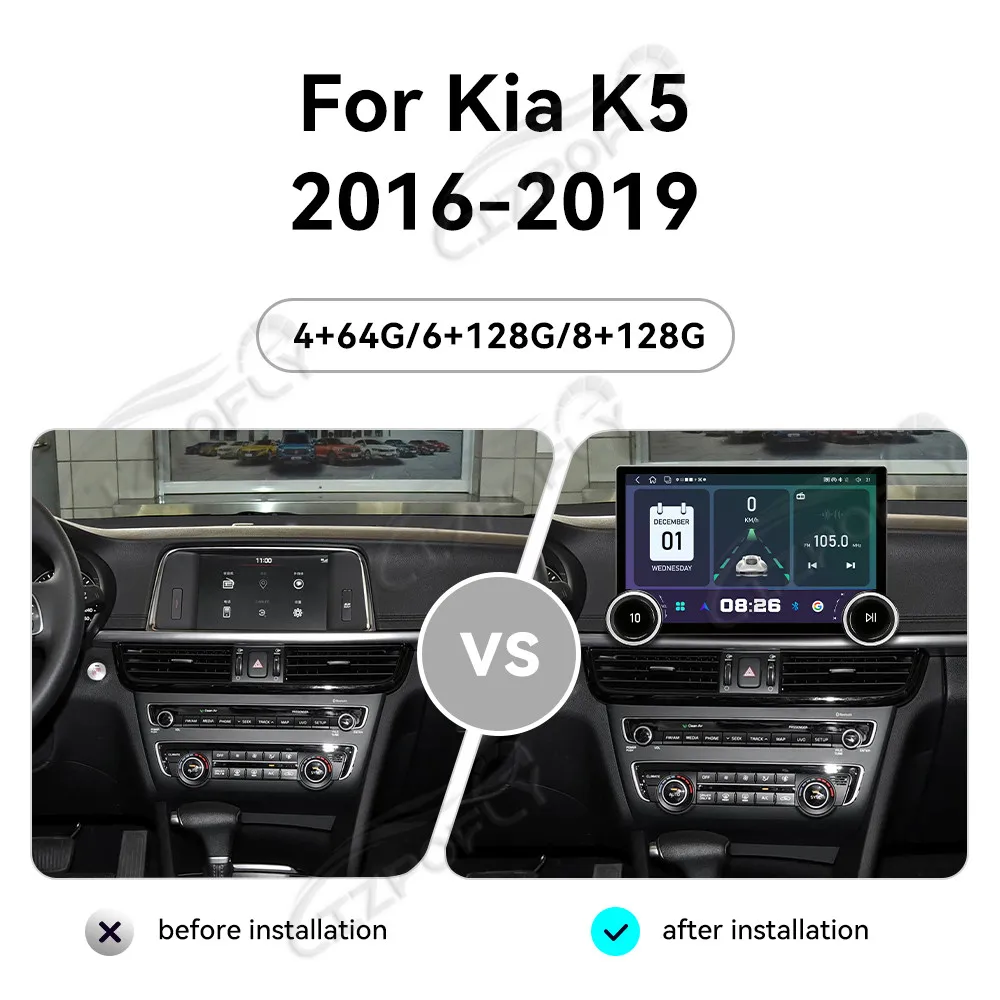 

Автомагнитола Lizpofly Upgrade 11.5 дюймов для Kia K5 2016–2019 с беспроводными Carplay и Android Auto, сенсорным экраном и GPS-навигацией