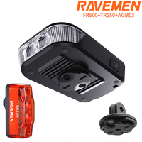 RAVEMEN FR500 Bike Headlight For Garmin Wahoo XOSS IGPSPORT Magene GPS Rechargeable TR250 Taillight Bicycle Front Rear Light Kit