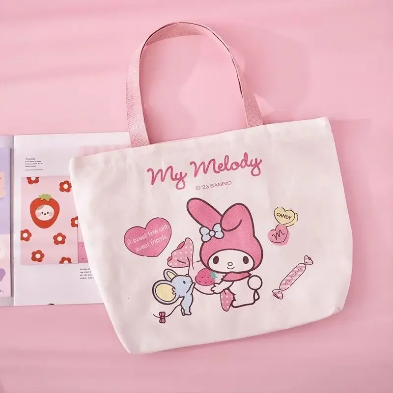 

Sanrio Hello Kitty Cinnamoroll Anime Kawaii Y2k Canvas Bag Cute Cartoon Kuromi Large Capacity Shoulder Bag Gifts for Girls