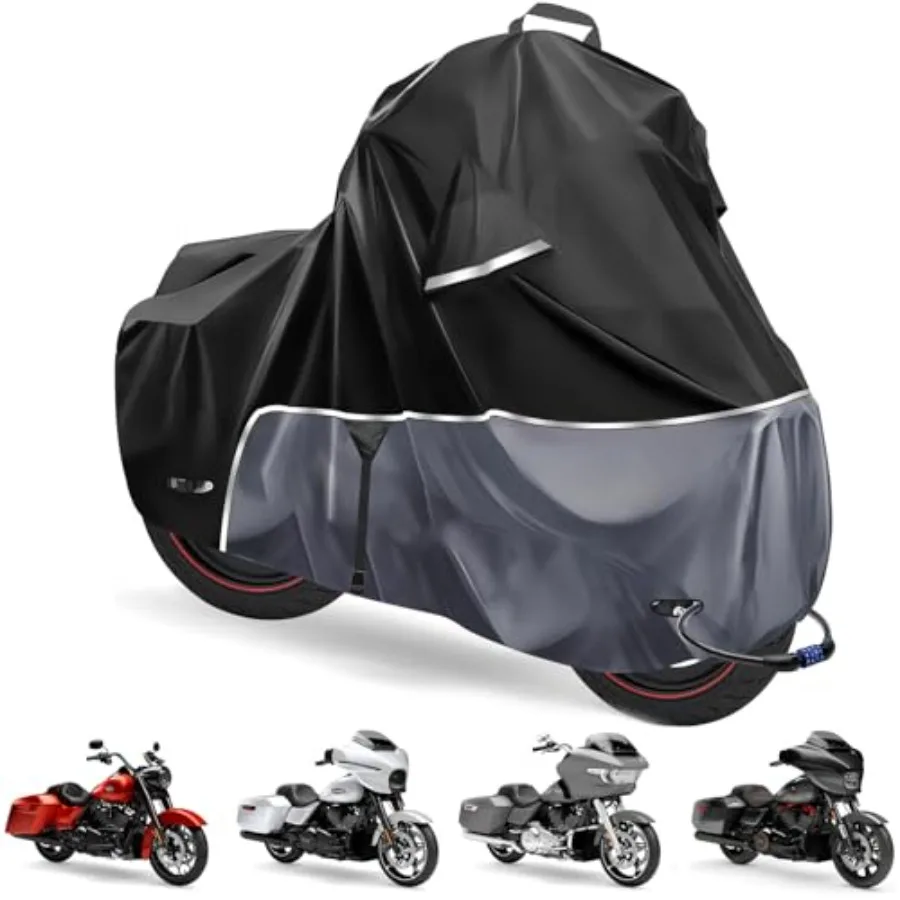 

Прочный водонепроницаемый чехол для мотоцикла 600D с боковым отсеком, подходит для туристических моделей Harley Davidson Road King, Road Glide, Street Glide