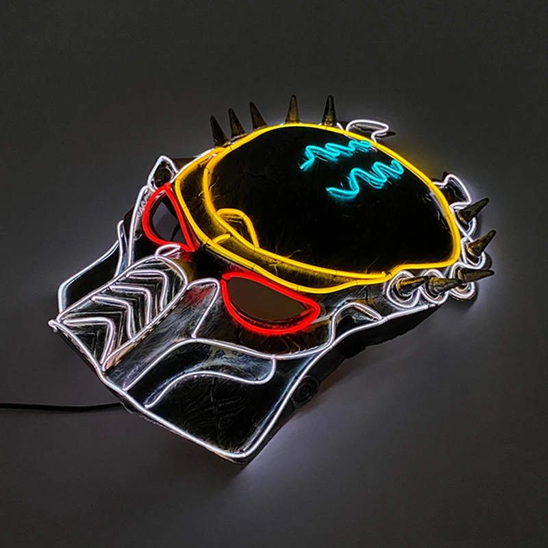 Maschera da guerriero a LED per adulti Dress Up Cosplay Puntelli da guerriero Maschere colorate da soldato incandescente Maschera fresca al bagliore al neon per uomo