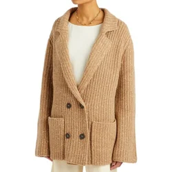 Autunno e inverno nuovo colletto doppiopetto Silhouette Cardigan a maniche lunghe abbigliamento donna