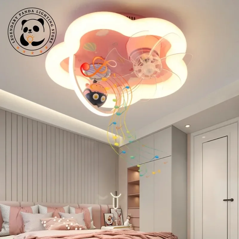 Nordic Simple Ceiling Lights Cartoon Personality Astronaut Voice-activated Fan Lamp Kid Room Bedroom Study Parlor Art Decoration