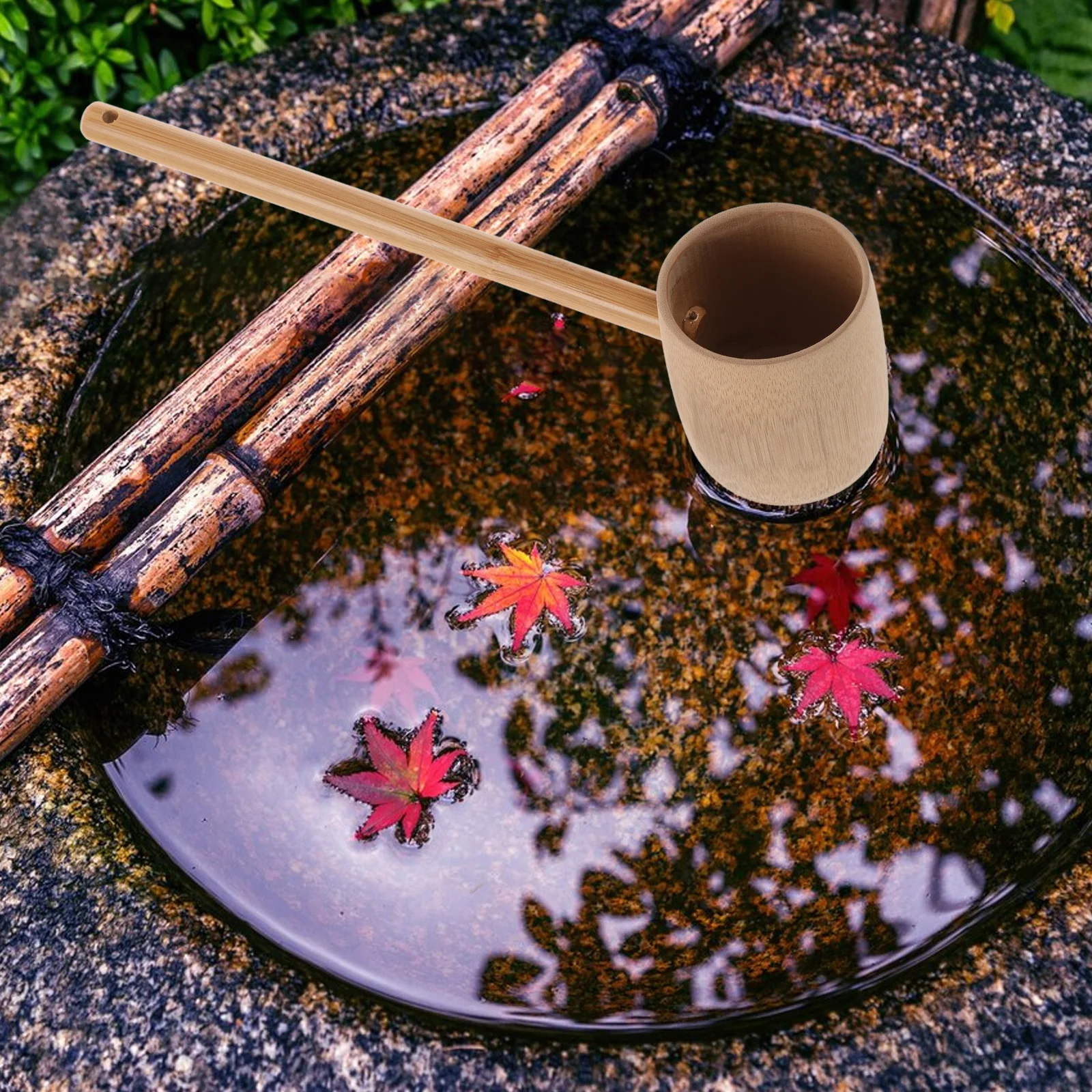 

Extended Handle Bamboo Water Scoop Large Ladle Collapsible Silicone Tea Dipper Canning Bath Kitchen Gourd Japanese Style Long