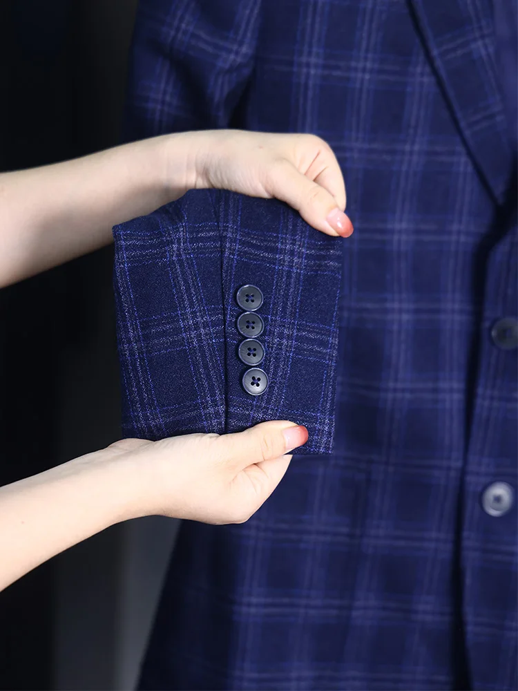 Homesi ربيع الخريف الرجال Faion الراقية منقوشة رداء غير رسمية الوقوف صالح Busin شهم Sle طويل Sve اثنين زر #5